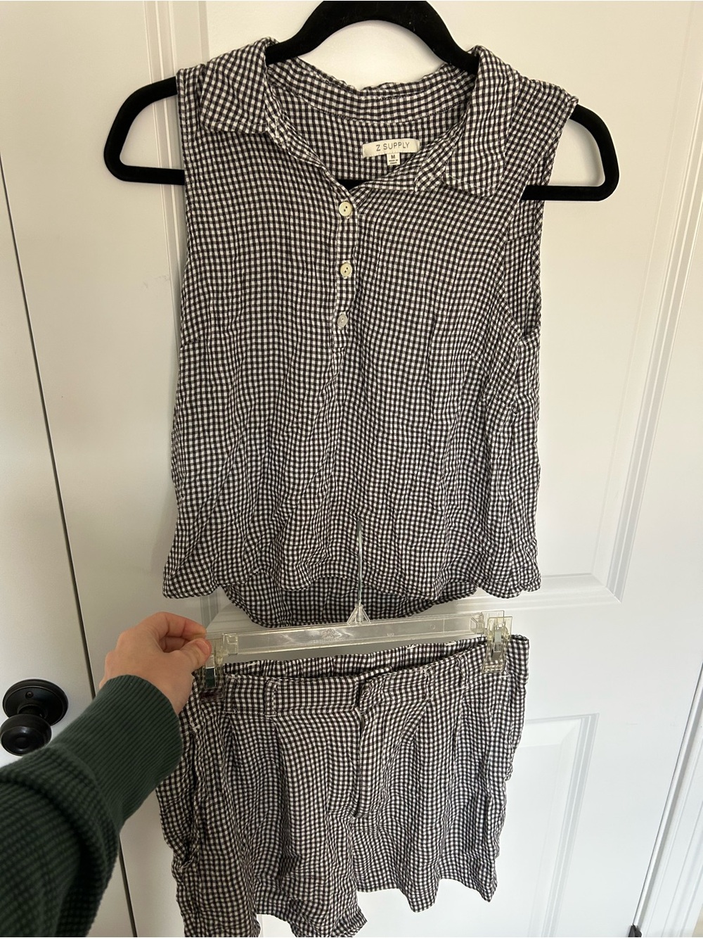 Z Supply Black & White Gingham Sleeveless Top and Shorts Set